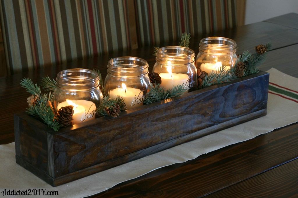 Christmas Centerpiece with Glittered No-Sew Table Runner - Addicted 2 DIY