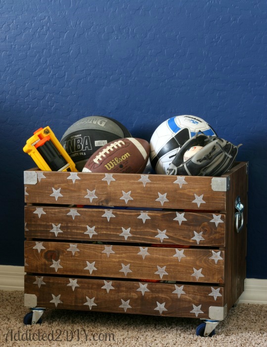 DIY Industrial Wood Crate Toy Box