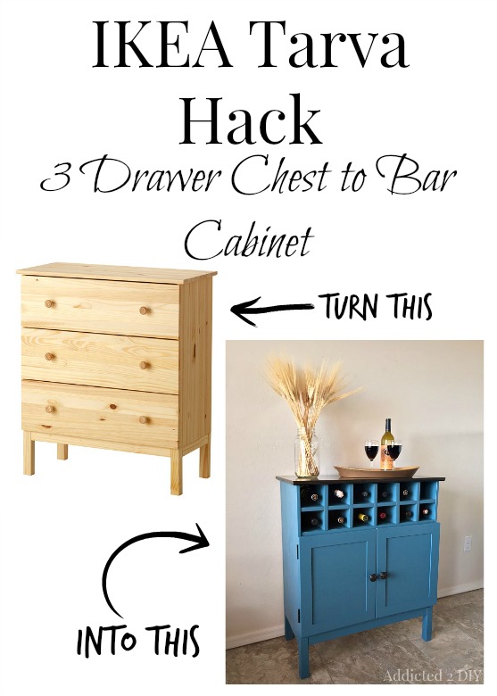 Ikea Tarva Hack 3 Drawer Chest To Bar Cabinet