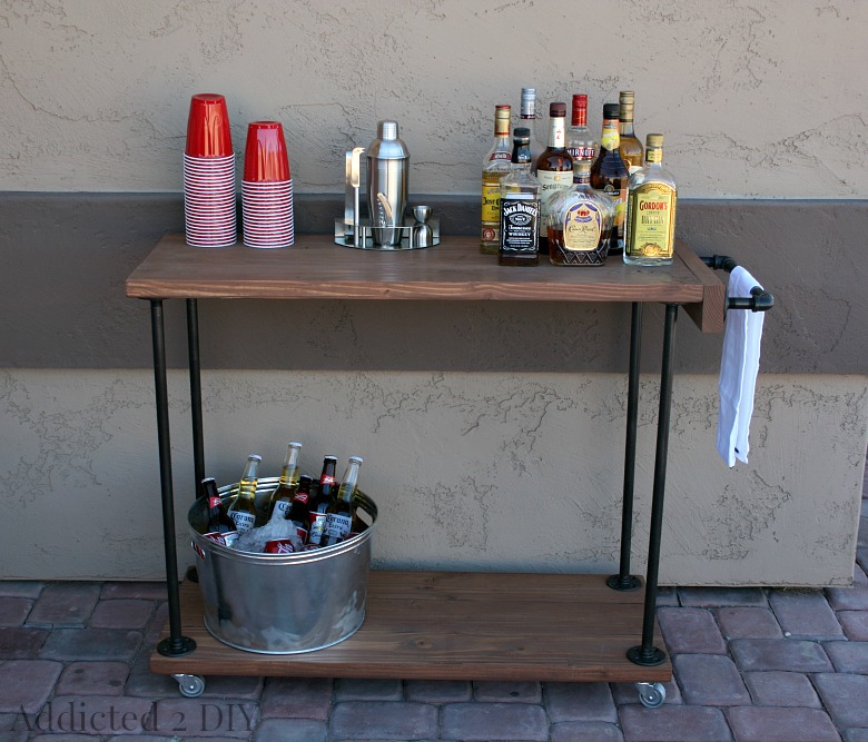 DIY Rustic Industrial Bar Cart - Addicted 2 DIY