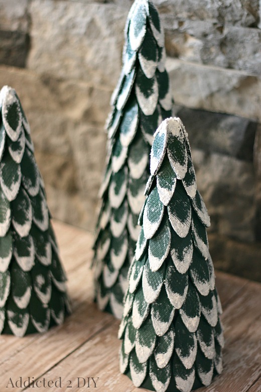 Snow-Capped Wood Biscuit Christmas Trees