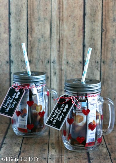 Glittered Heart Mason Jar Tumblers | Addicted 2 DIY