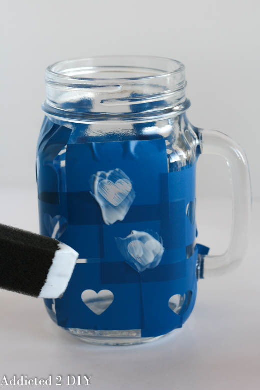 Glittered Heart Mason Jar Tumblers