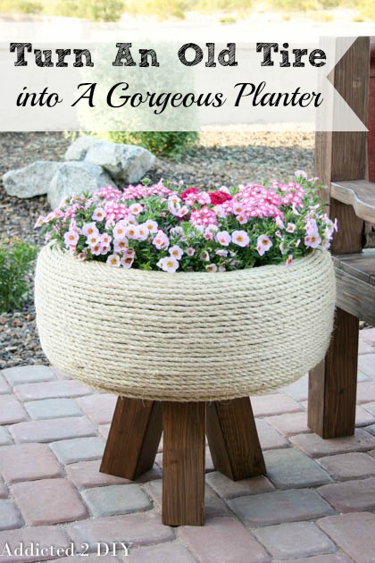 Turn An Old Tire Into A Gorgeous Planter - Addicted 2 DIY