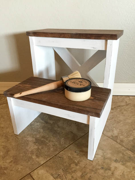 Vintage X Back Step Stool End Table