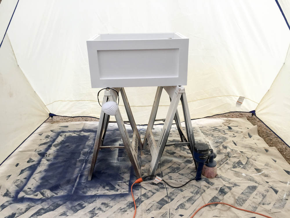 painting dog food stand