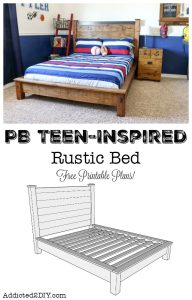 Build this gorgeous PB Teen-Inspired Rustic Double Bed using the FREE printable plans! This bed is simple to build and only costs about $160 in materials!