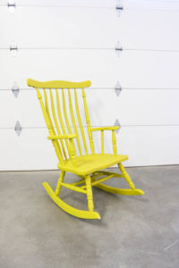 yellow painted rocking chair