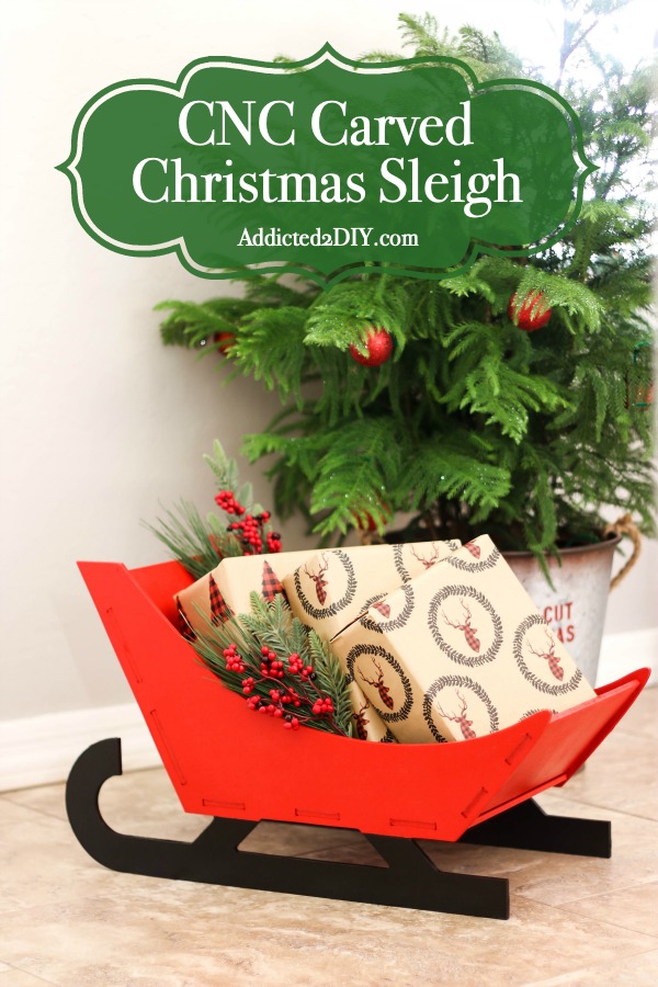 wooden Christmas sleigh pin