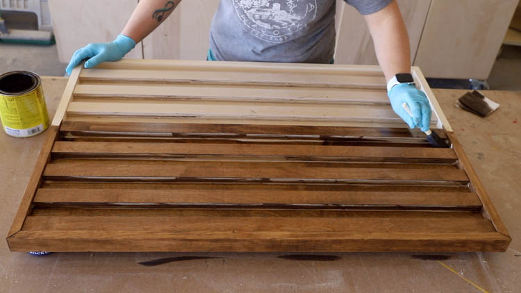 staining French cleat organizer