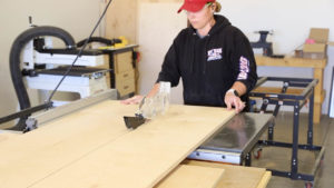 ripping plywood down on table saw