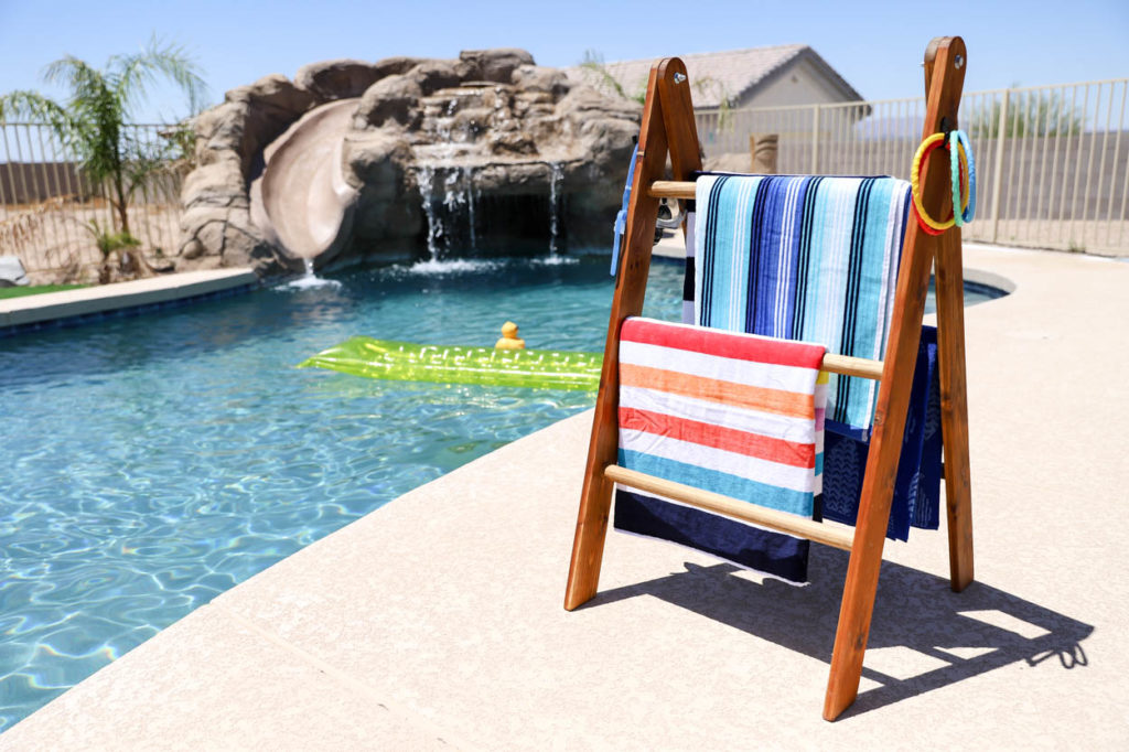 diy pool towel rack