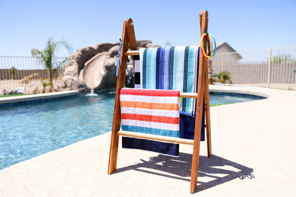 diy pool towel rack