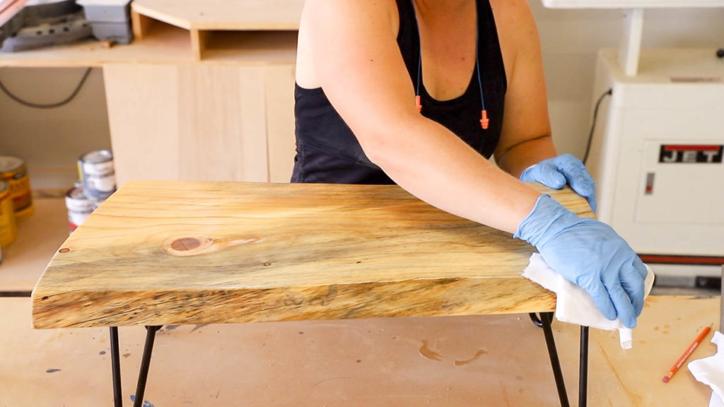 applying finish to lap desk