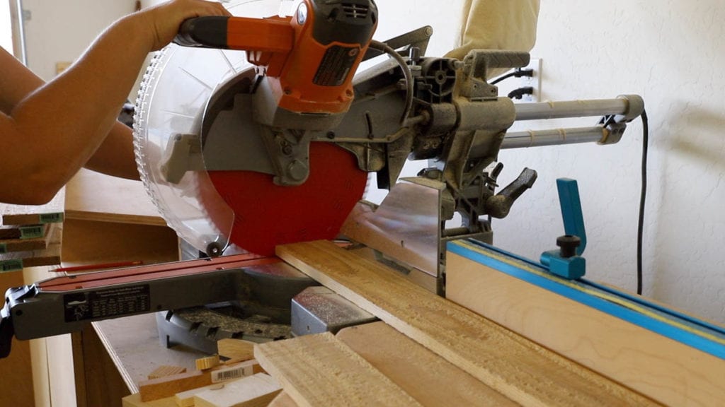 cutting cedar on miter saw