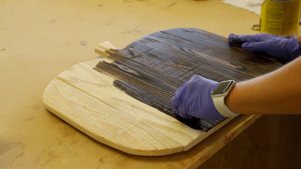 staining wooden pumpkins