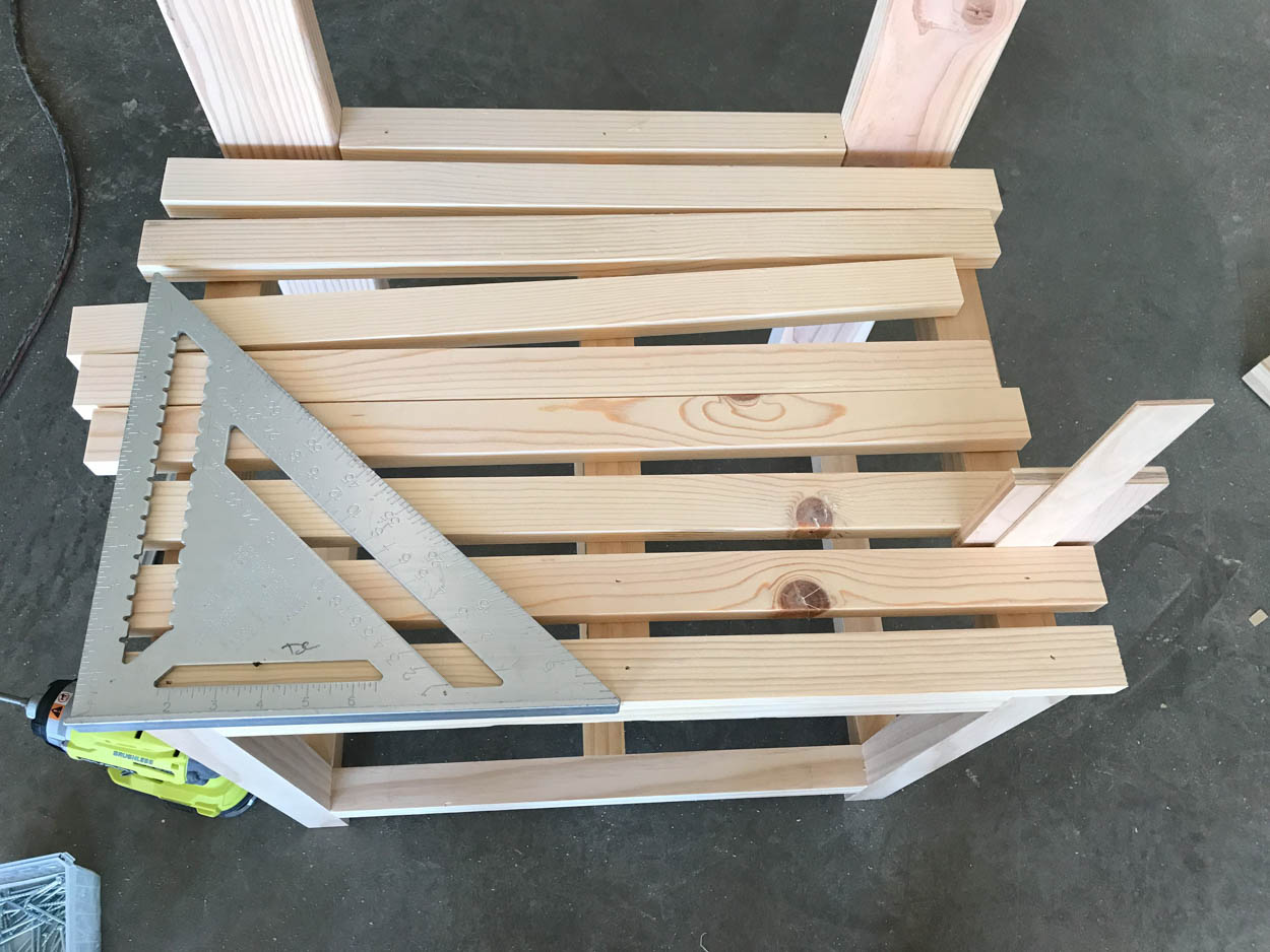 attach slats for bench seat