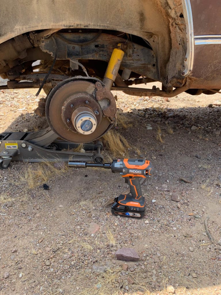 Tire removed with impact wrench