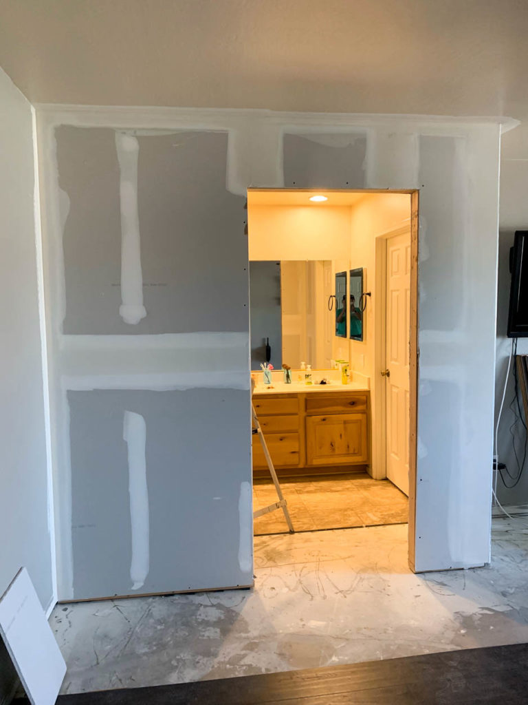 drywall on bathroom wall