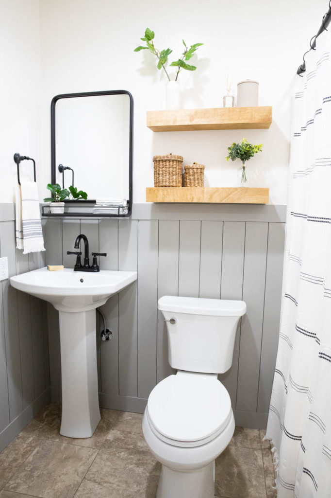 vertical shiplap in the bathroom