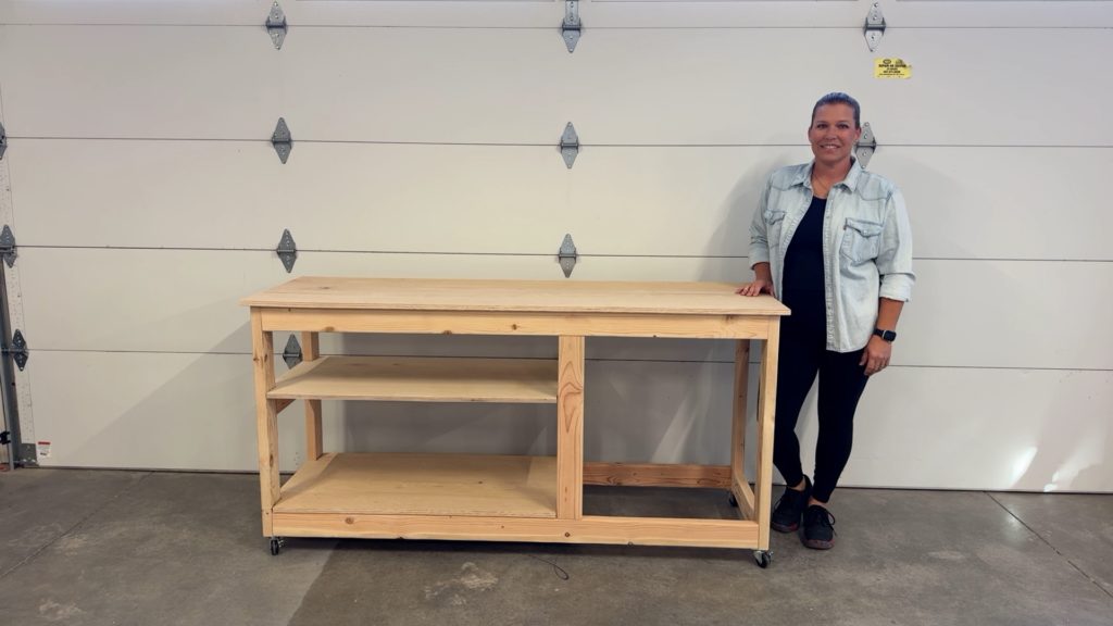 photo of a diy mobile workbench made of wood