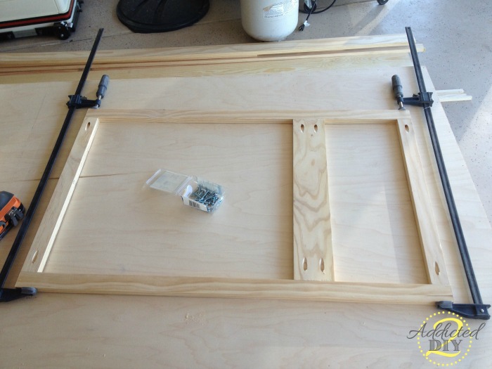 Building a face frame with pocket holes and clamps for the side of a DIY kitchen island