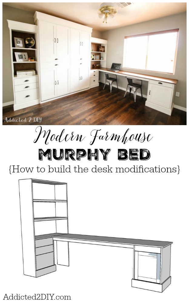 Murphy bed desk build plans and design illustration