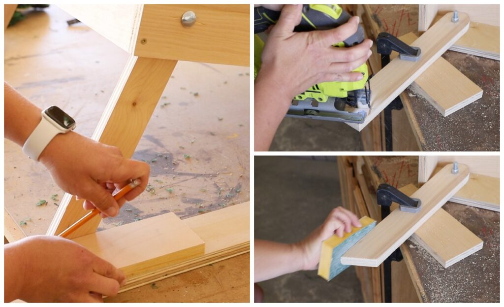 cutting legs of chip shot golf game with jigsaw