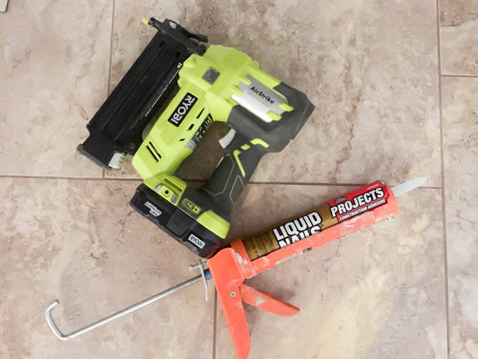 Brad nailer and construction adhesive