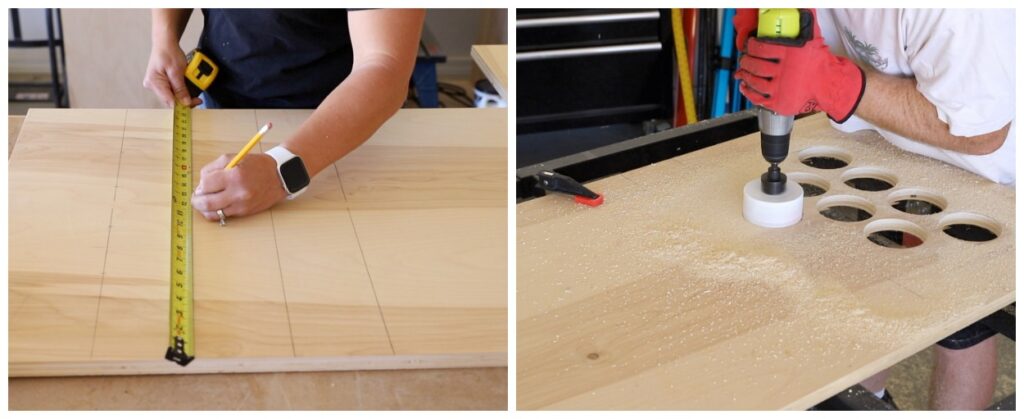 Measuring boards for hole placement and drilling holes