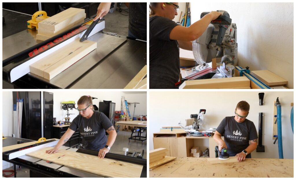 cutting 2x4s and plywood to size