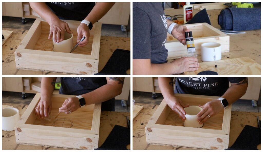 installing pvc cup for washer toss game