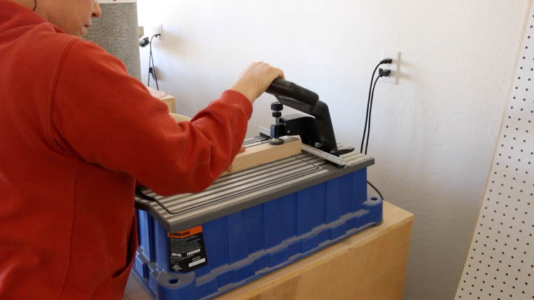 Using Kreg Foreman pocket hole jig to drill pocket holes for farmhouse console table