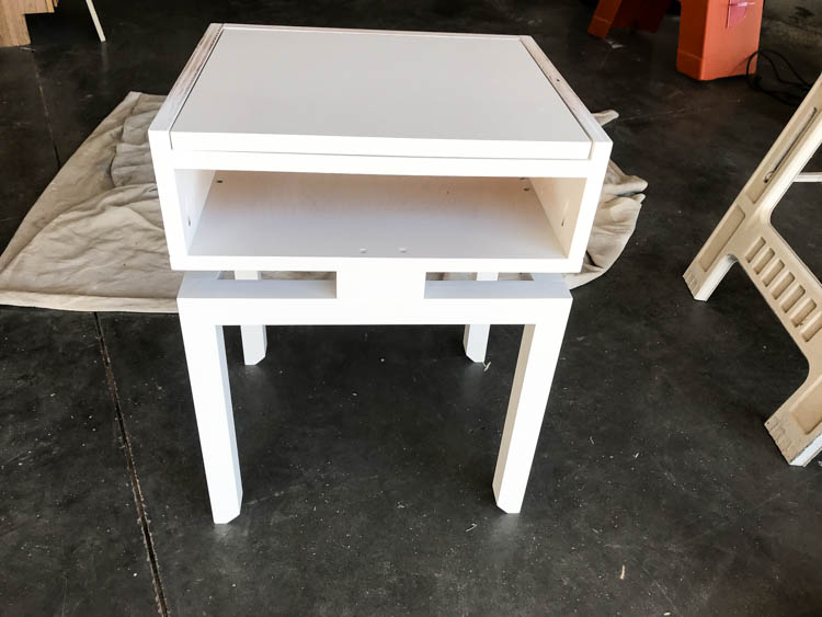 DIY nightstand fully assembled and painted