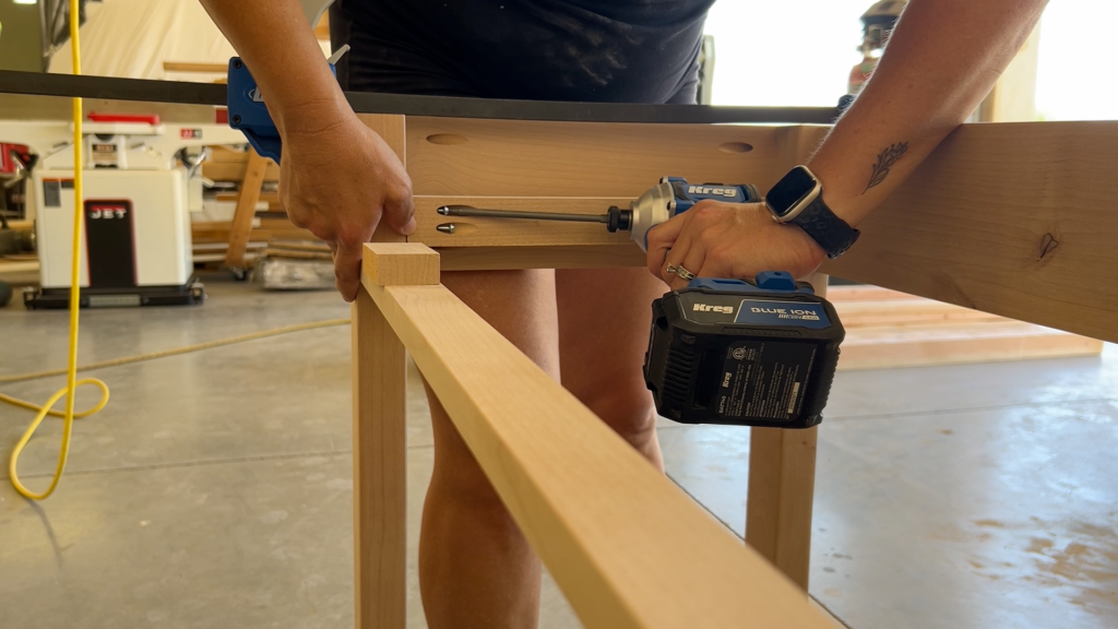 attaching cleats for the drawer slides with pocket screws